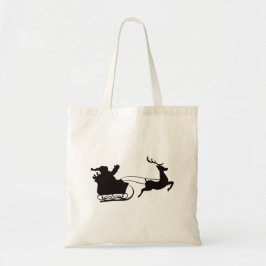 Modern God jul Santa Sleigh och Reindeer Tygkasse