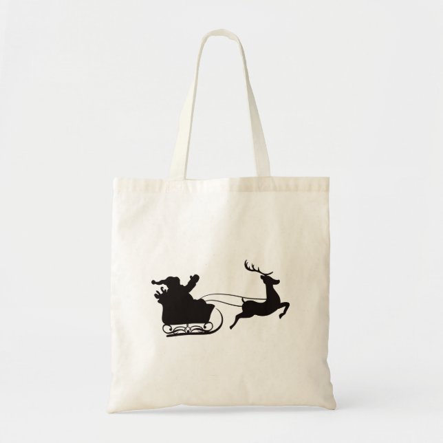 Modern God jul Santa Sleigh och Reindeer Tygkasse (Framsidan)