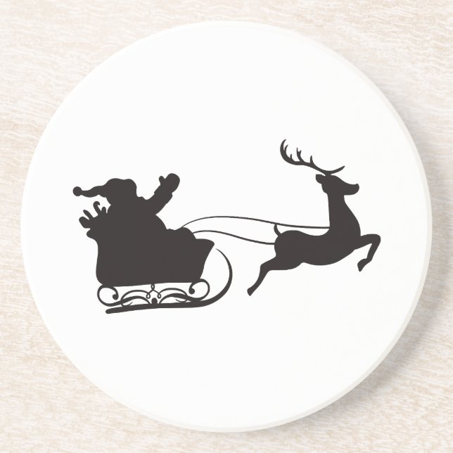 Modern God jul Santa Sleigh och Reindeer Underlägg (Framsidan)