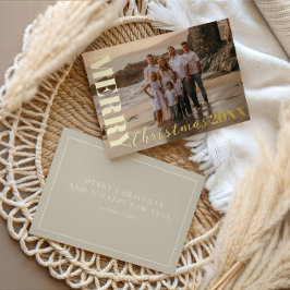 Modern God jul Script Beige 1 Photo Guld