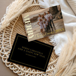 Modern God jul Script Black 1 Photo Guld