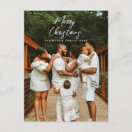 Modern God jul Script Family Photo Julafton Helg Vykort