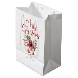 Modern God jul Script Holly Bow Namn