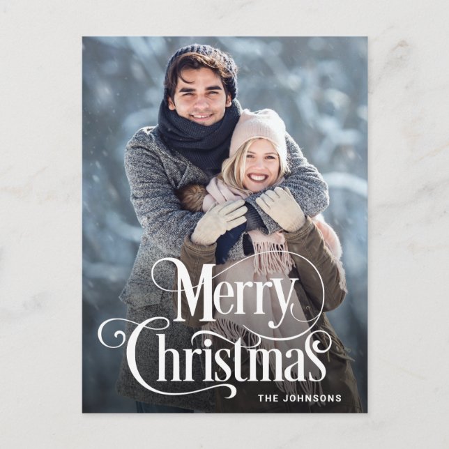 Modern God Jul Semester FOTO Julhälsning Post Vykort (Framsida)