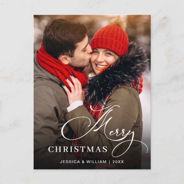 Modern God Jul Semestern FOTO Hälsning Vykort (Framsida)