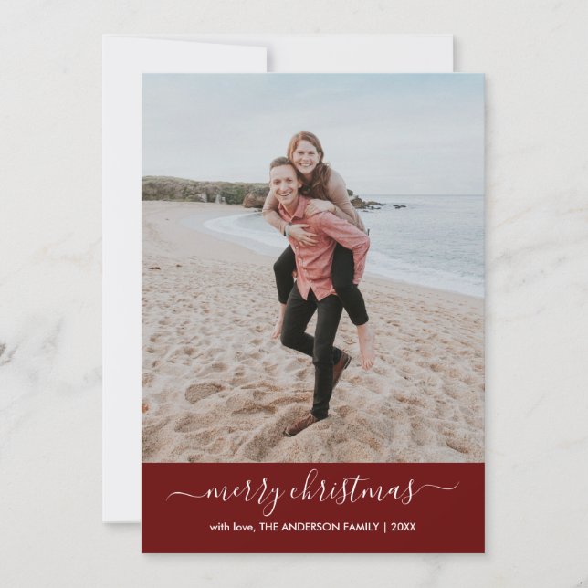 Modern God jul-skript Foto Red Chevron Julkort (Framsida)