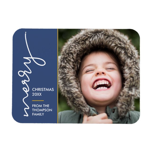 Modern God jul-skript, fotokort Magnet (Horisontell)