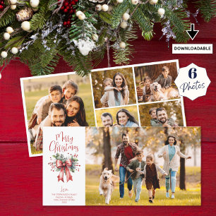 Modern God jul-skript Holly Bow 6-foton Julkort