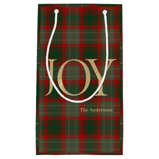 Modern God jul-skript Joy tartan red (Framsidan)