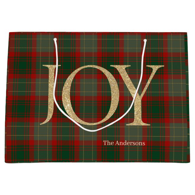 Modern God jul-skript Joy tartan red (Framsidan)