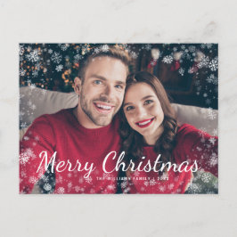 Modern God jul Snö Family Photo Helgdag Vykort