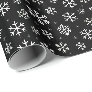 Modern God jul Snöflingor Mönster Black Presentpapper