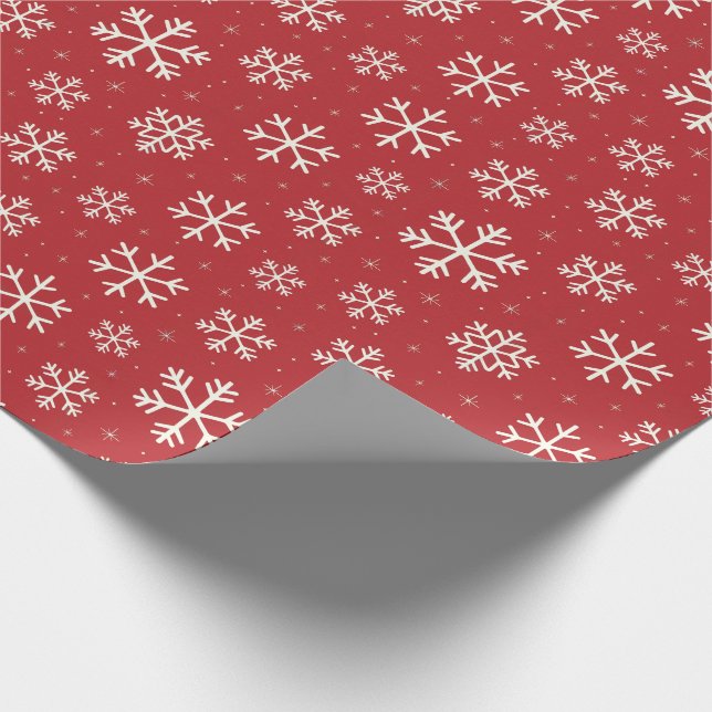 Modern God jul Snöflingor Mönster Red Presentpapper (Hörn)