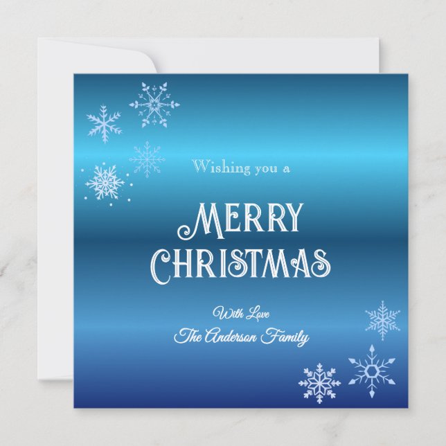 Modern God jul Snowflake Blue Julkort (Framsida)