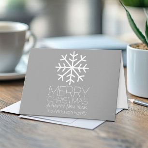 Modern God jul Snowflake - silver grått Helgkort