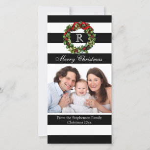 Modern God jul Stripe Black and White Julkort