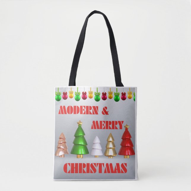 Modern God jul Tote Bag - Helgdag Design Tygkasse (Framsida)