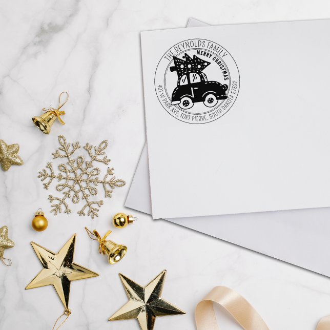 Modern God jul Träd-bilens Returadress Stämpel (Skapare uppladdad)