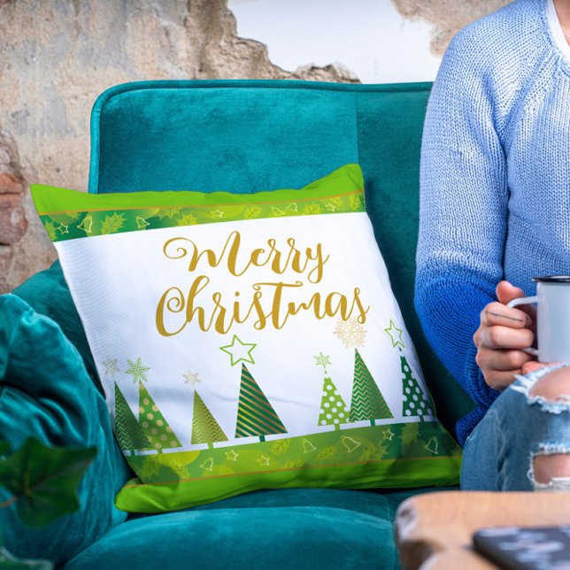Modern God jul Träd Guld Kudde (Skapare uppladdad)