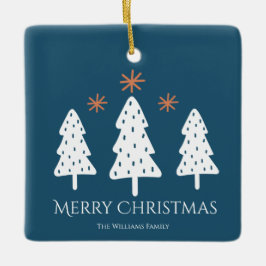 Modern God jul Träd Stars Photo Blue Julgransprydnad Keramik