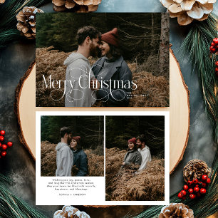 Modern God jul Trendig-fotofamilj Julkort