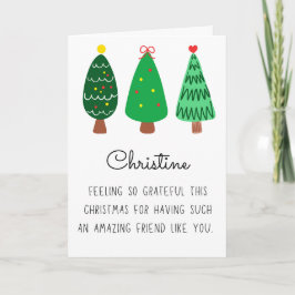 Modern God Jul Vän Namn Faltad Helgkort