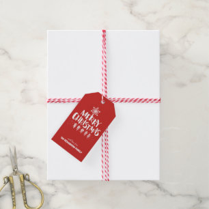 Modern God jul White Script Holly Jolly Presentetikett
