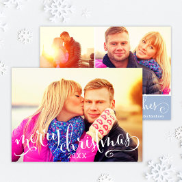 Modern God jul White Script Photo Overlay Julkort