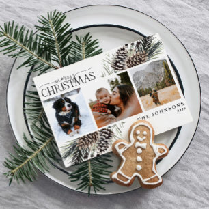 Modern God jul Winter Pinecone Botanical Julkort