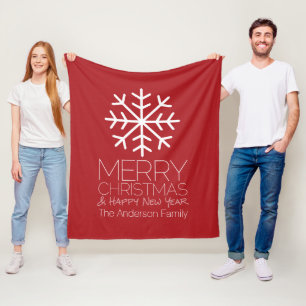 Modern God jul Winter Snowflake - röd Fleecefilt