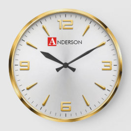 Modern Gold Accent Luxury White & Gold Minimalist Stor Klocka