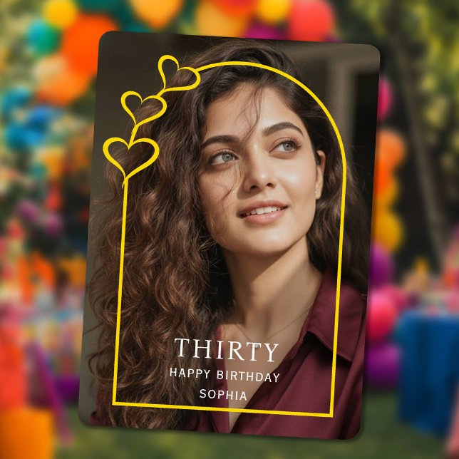 modern Gold Arch and heart 30th Birthday Card Julkort (modern Gold Arch and heart 30th Birthday Card)