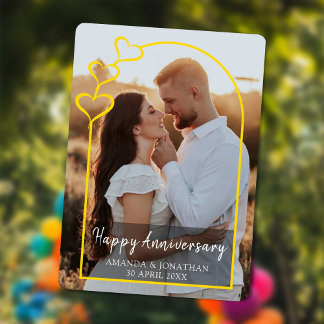 Modern Gold Arch Happy Anniversary Photo Card Julkort