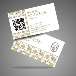 Modern Gold Art Deco Geometric Pattern Visitkort
