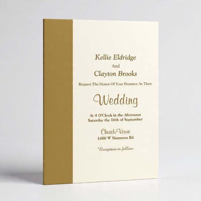Modern Gold Bar Ivory Wedding Invitation Inbjudningar (Skapare uppladdad)
