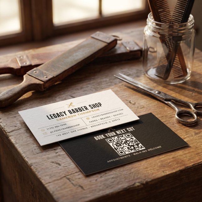 Modern Gold Barber Shop Visitkort (Skapare uppladdad)