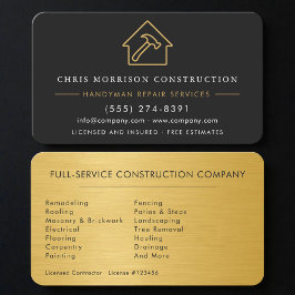Modern Gold Black Construction Company Visitkort
