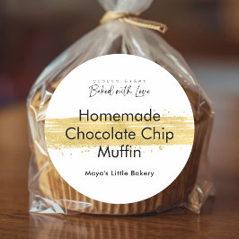 Modern Gold Brush Stroke Bakery Product Runt Klistermärke