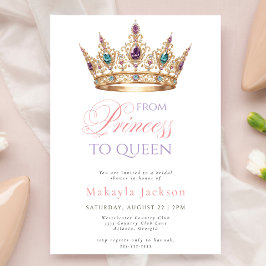 Modern Gold Crown Elegant Bridal Shower Invitation Inbjudningar