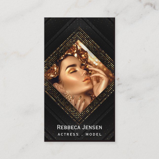 Modern gold frame actor model singer dancer photo visitkort (Framsida)