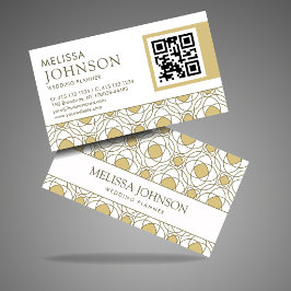 Modern Gold Geometric Wedding Planner QR Business  Visitkort