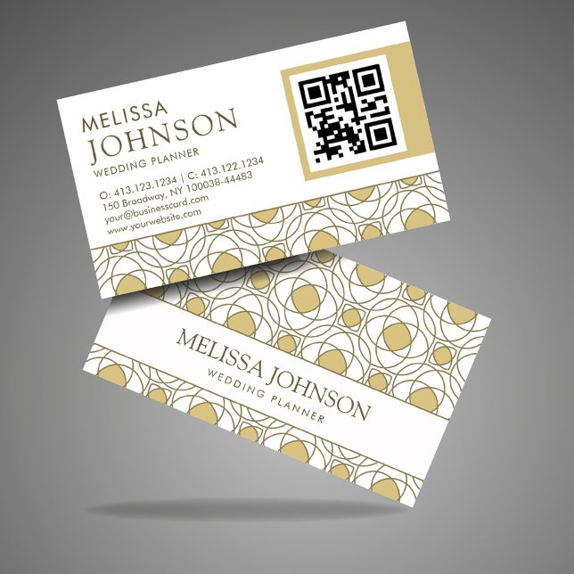 Modern Gold Geometric Wedding Planner QR Business  Visitkort (Skapare uppladdad)