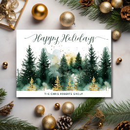 Modern Gold Green Business Christmas Julkort
