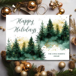Modern Gold Green Business Christmas Julkort