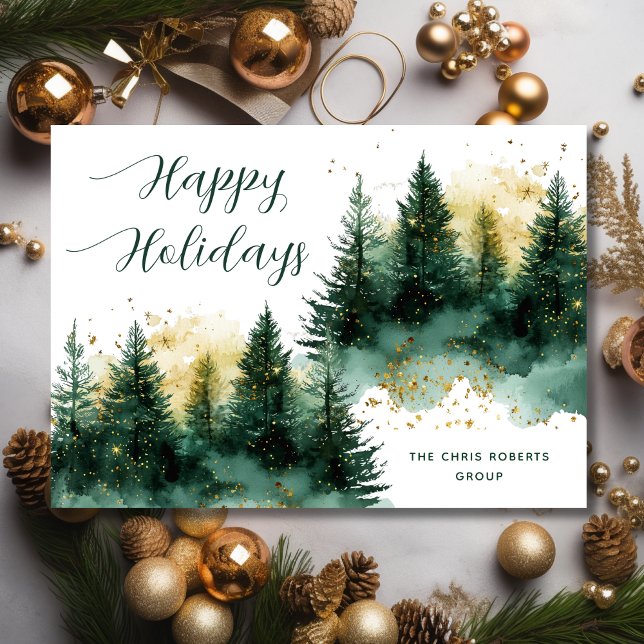 Modern Gold Green Business Christmas Julkort (Skapare uppladdad)