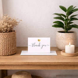 Modern Gold Heart Thank You Script Inbjudningar