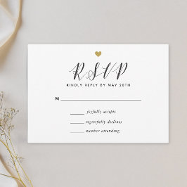 Modern Gold Hearts Bröllops RSVP OSA Kort