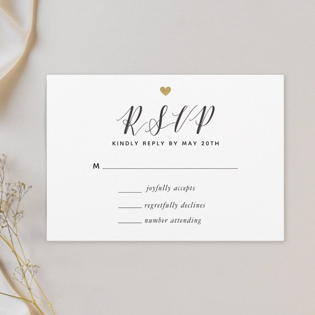 Modern Gold Hearts Bröllops RSVP OSA Kort (Skapare uppladdad)