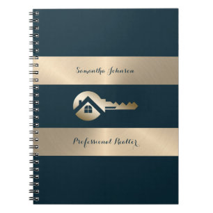 Modern Gold Key Blue Spruce Fastighetsanteckningsb Anteckningsbok