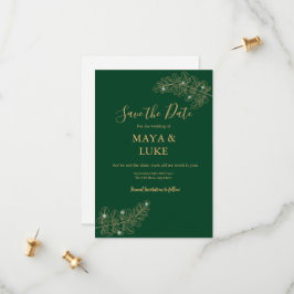 Modern Gold leaves Emerald Green Spara Datumet